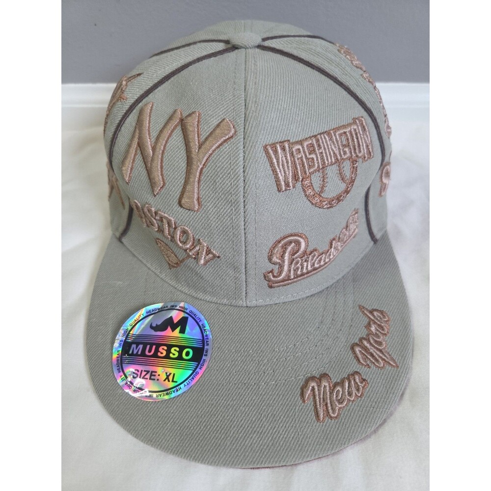 Musso Real Fit XL fitted cap, all-over MLB team embroidery, new with tag, retro